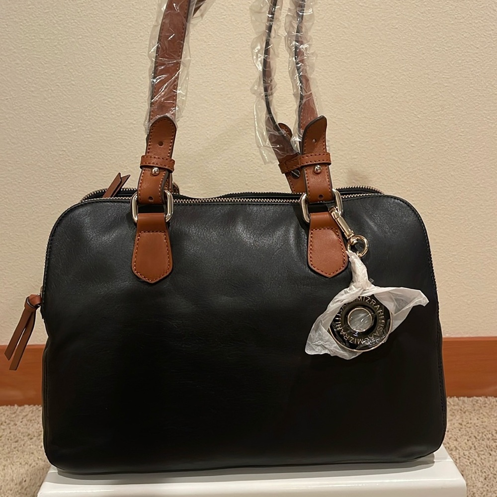 NWT Leather Isaac Mizrahi Live Bridgehampton Triple Zipper Satchel